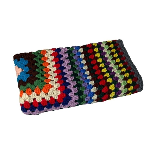 Granny Afghan Blanket small 36” x 39.5” great tablecloth / blanket / decorative - Picture 6 of 7